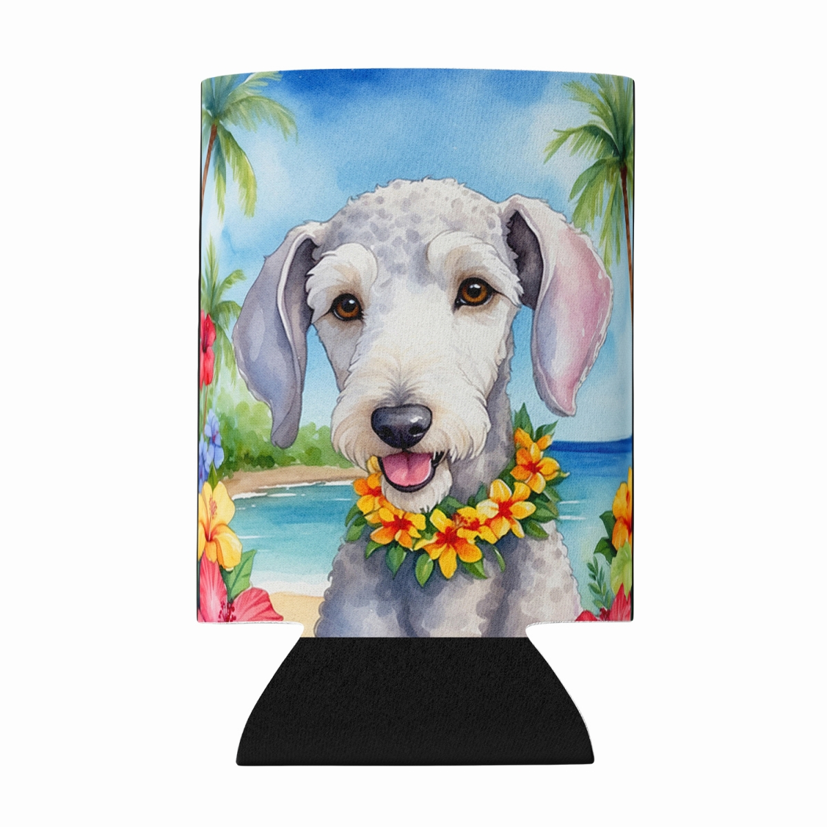 DAC6365CC 5 x 3 in. Bedlington Terrier Luau Can or Bottle Hugger