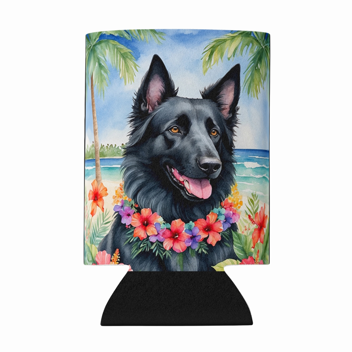 DAC6367CC 5 x 3 in. Belgian Sheepdog Luau Can or Bottle Hugger