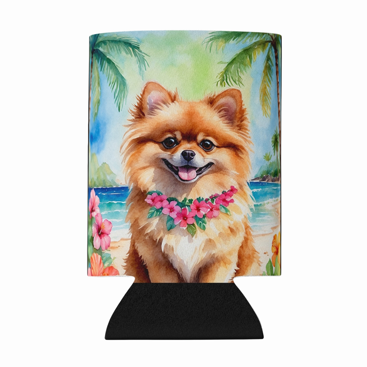 DAC6493CC 5 x 3 in. Pomeranian Luau Can or Bottle Hugger