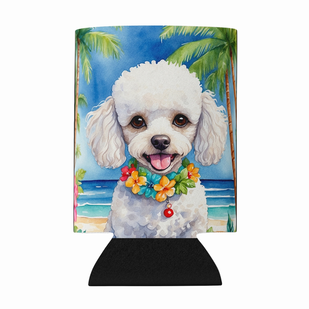 DAC6496CC 5 x 3 in. White Poodle Luau Can or Bottle Hugger