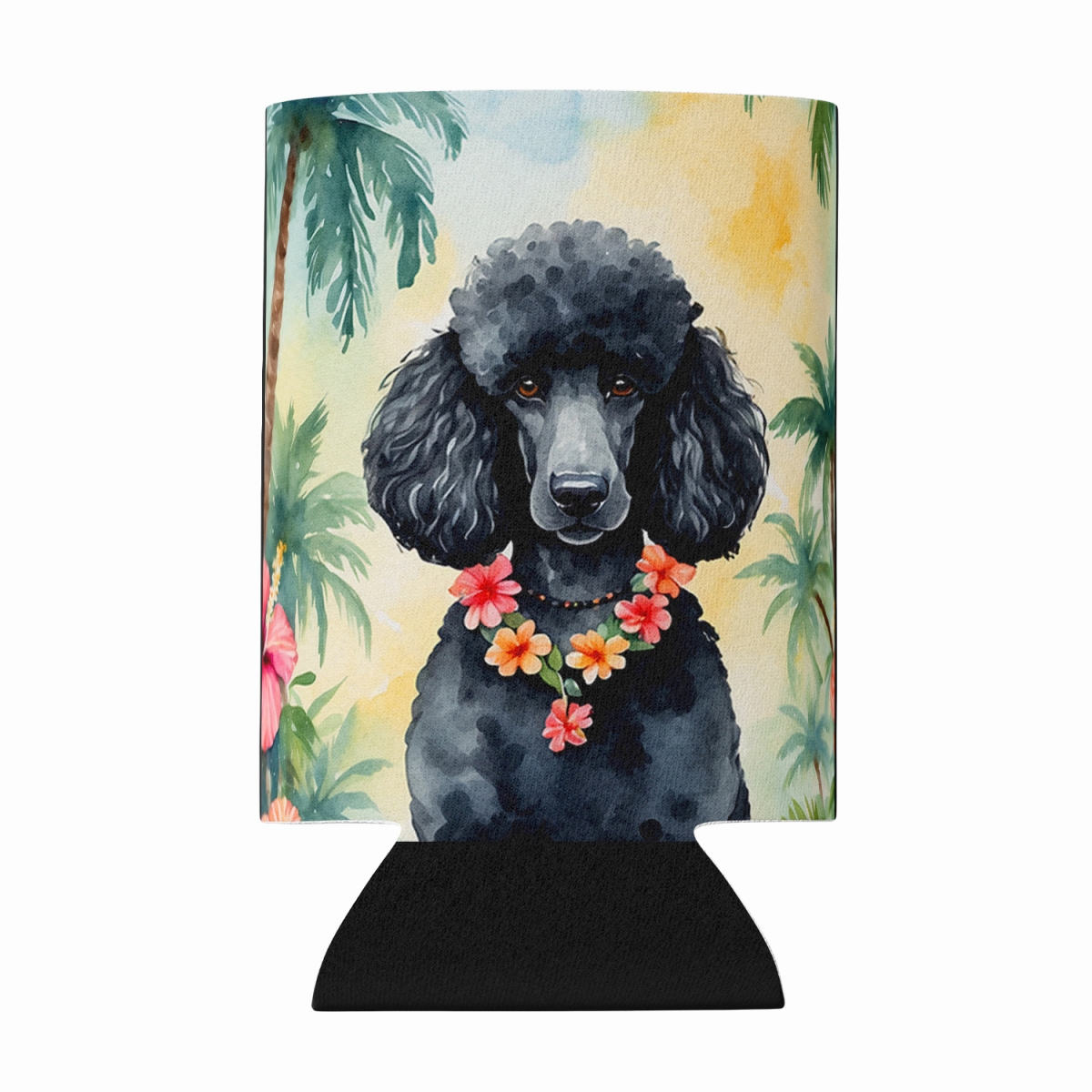 DAC6497CC 5 x 3 in. Black Poodle Luau Can or Bottle Hugger