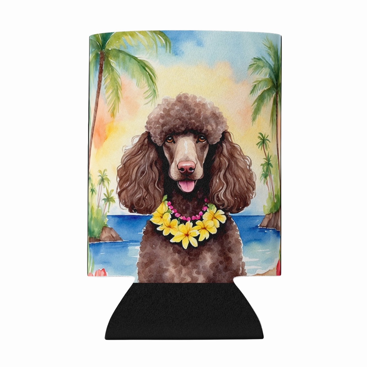 DAC6499CC 5 x 3 in. Chocolate Poodle Luau Can or Bottle Hugger