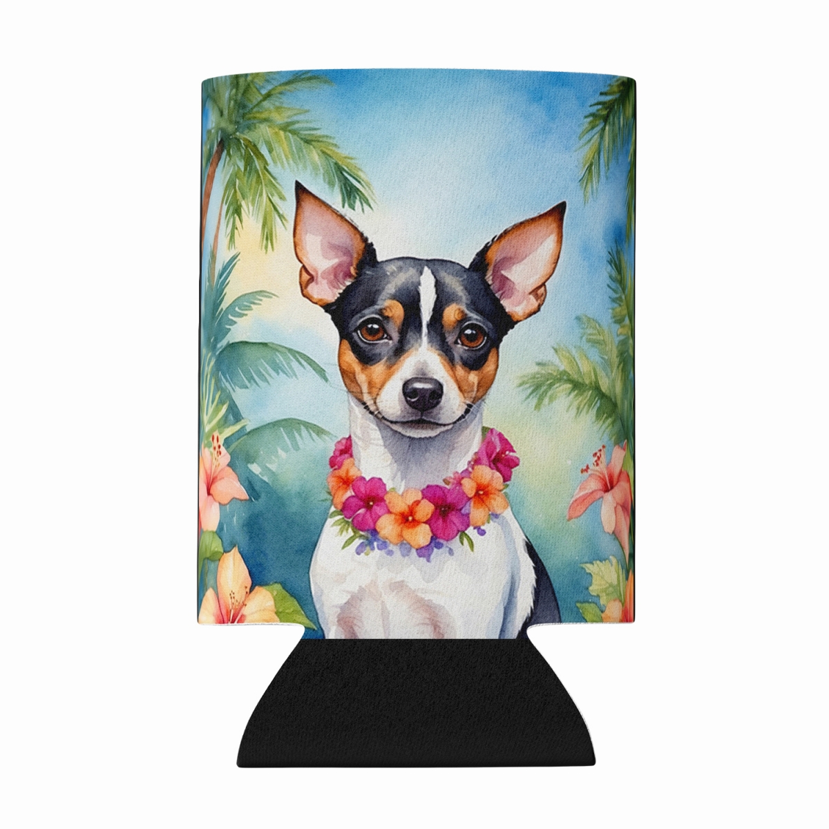DAC6505CC 5 x 3 in. Rat Terrier Luau Can or Bottle Hugger