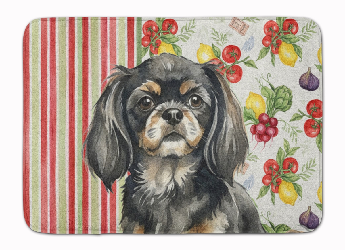 WDK8437RUG 19 x 27 in. Black & Tan Tibetan Spaniel Vegetables Memory Foam Kitchen Mat