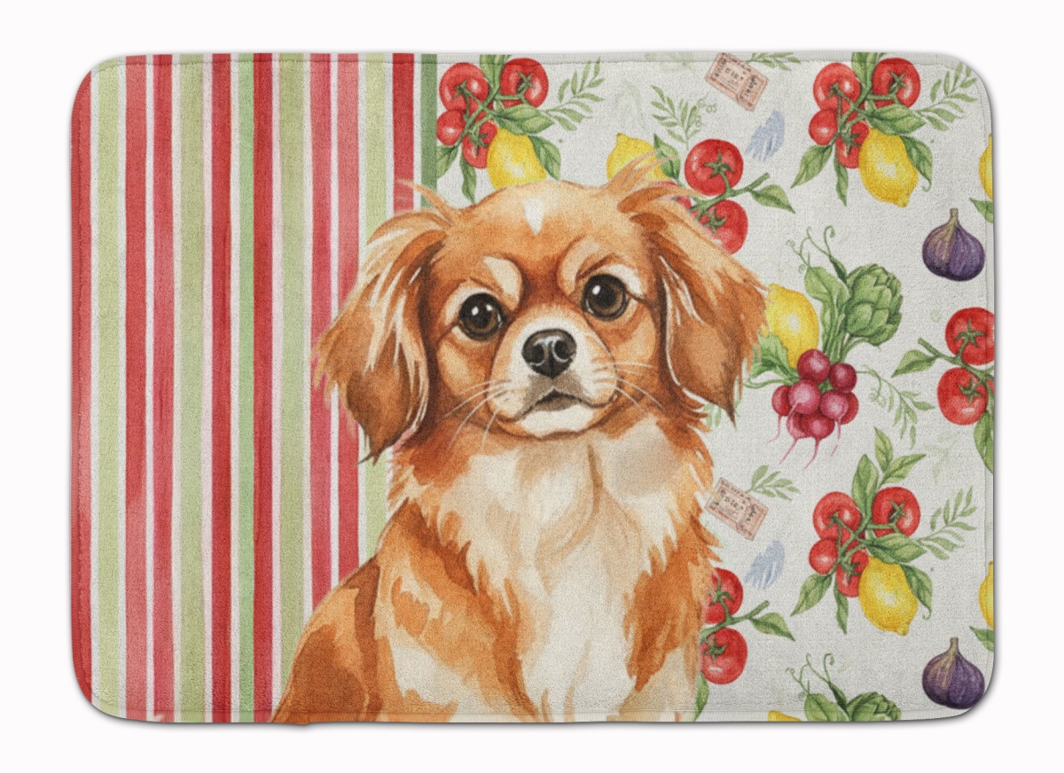 WDK8442RUG 19 x 27 in. Red Tibetan Spaniel Vegetables Memory Foam Kitchen Mat