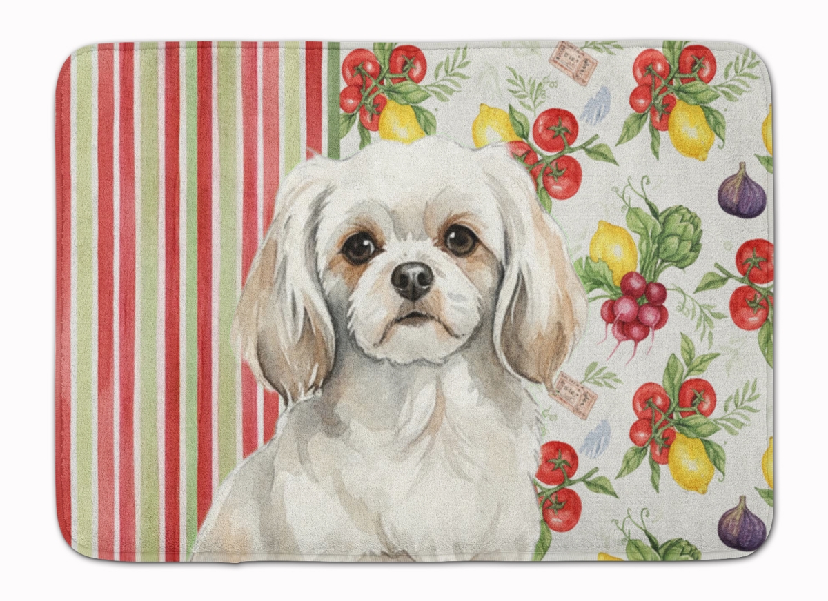 WDK8443RUG 19 x 27 in. White Tibetan Spaniel Vegetables Memory Foam Kitchen Mat
