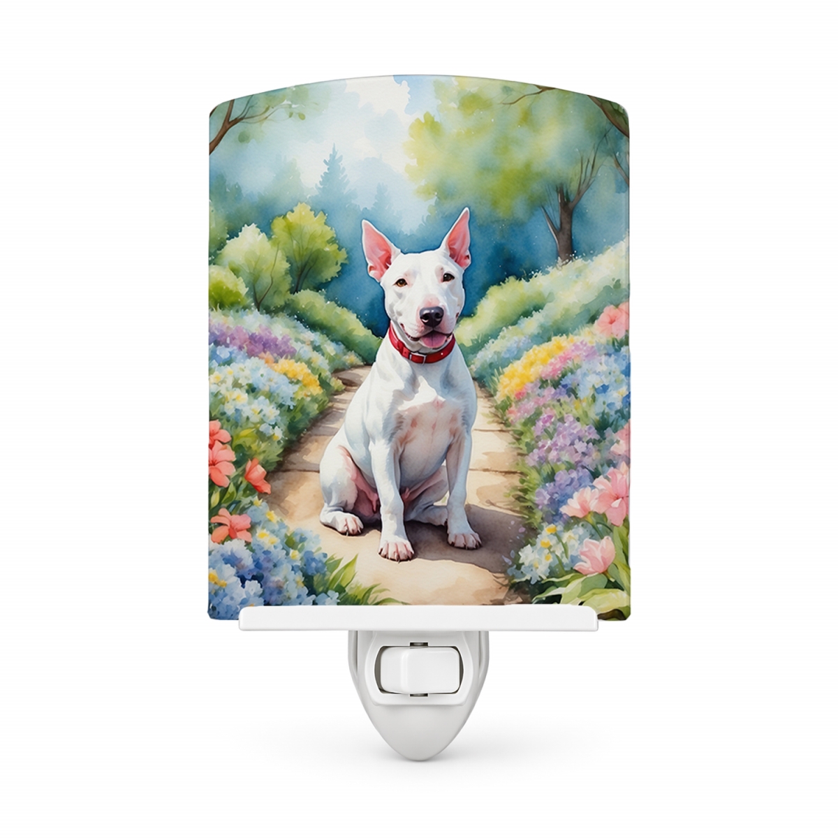 DAC6586CNL 6 x 4 in. Bull Terrier Spring Path Ceramic Night Light