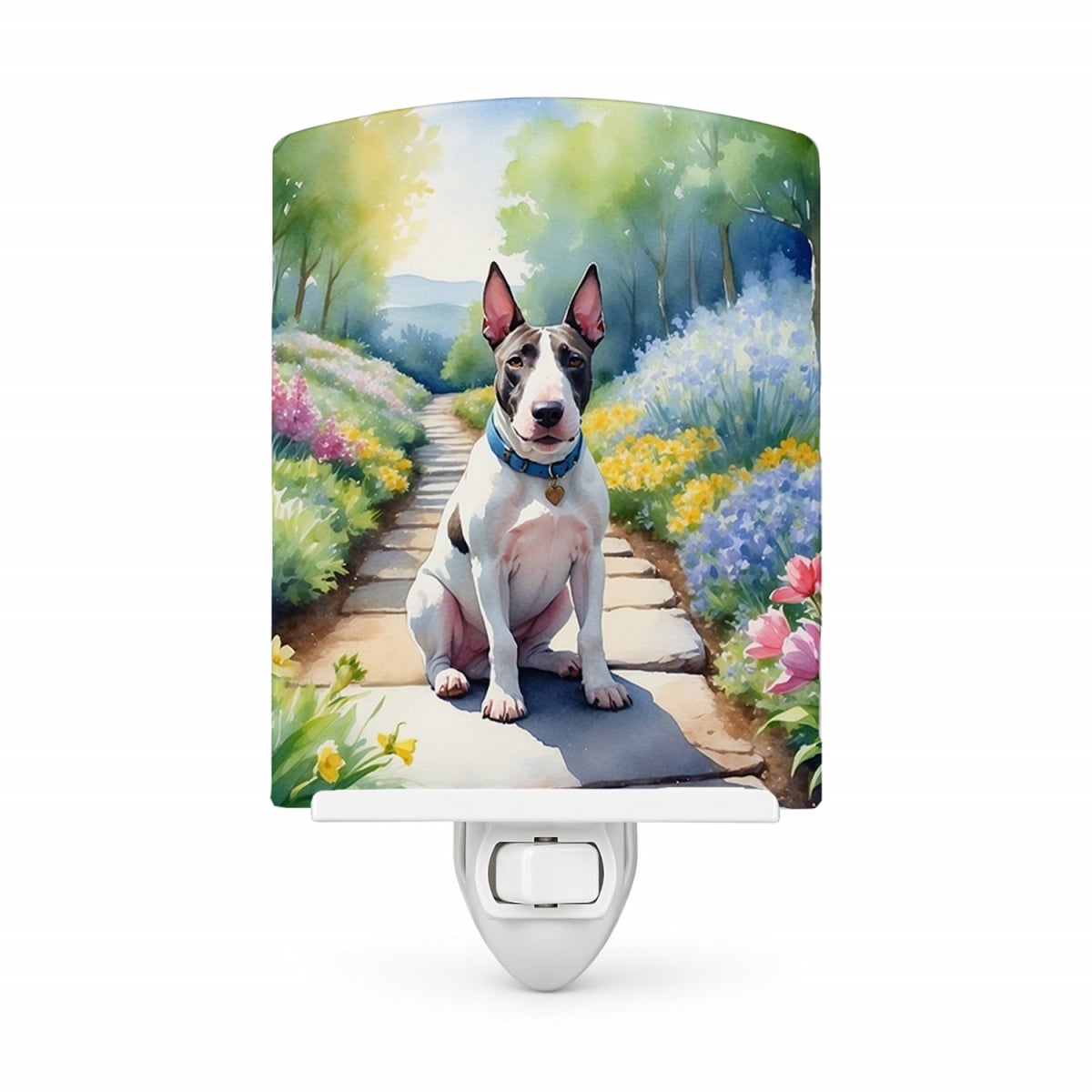 DAC6587CNL 6 x 4 in. Bull Terrier Spring Path Ceramic Night Light