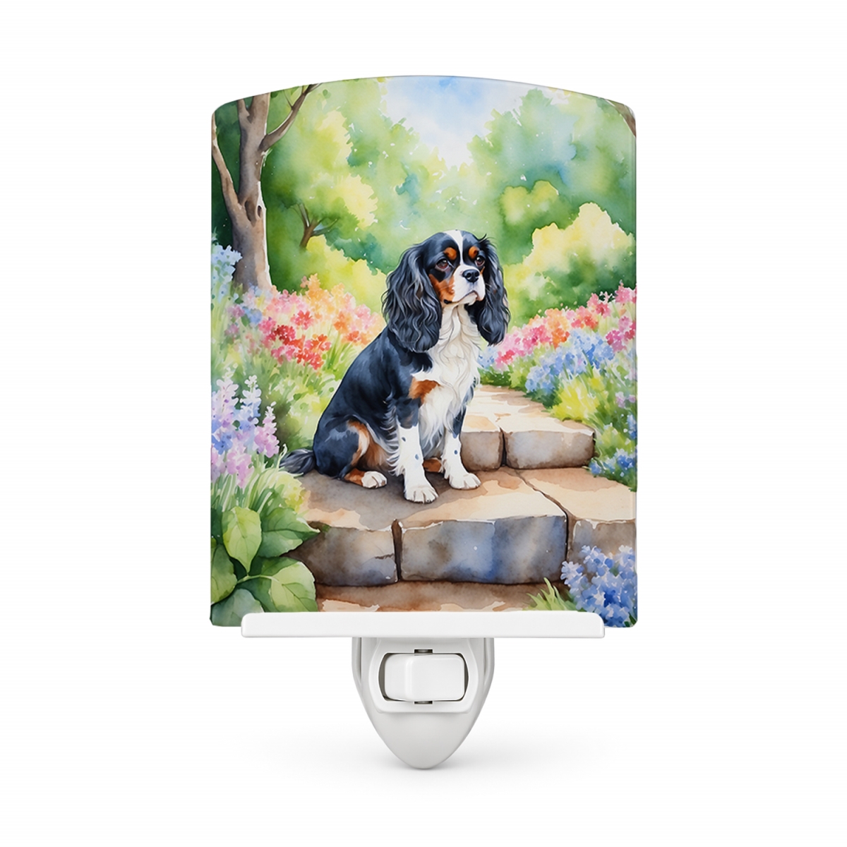 DAC6594CNL 6 x 4 in. Cavalier Spaniel Spring Path Ceramic Night Light