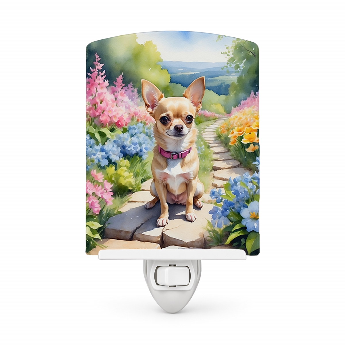 DAC6596CNL 6 x 4 in. Chihuahua Spring Path Ceramic Night Light