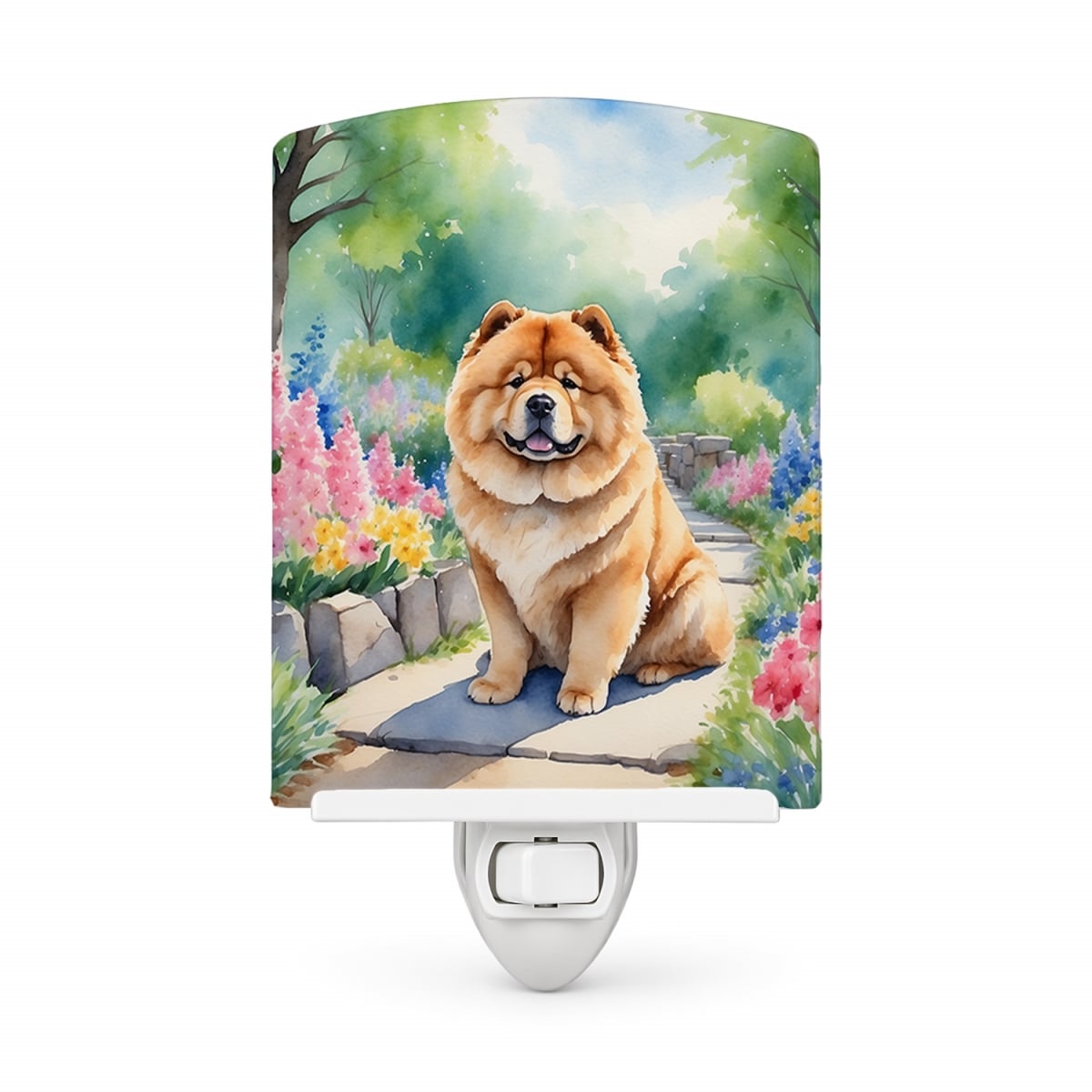 DAC6599CNL 6 x 4 in. Chow Chow Spring Path Ceramic Night Light