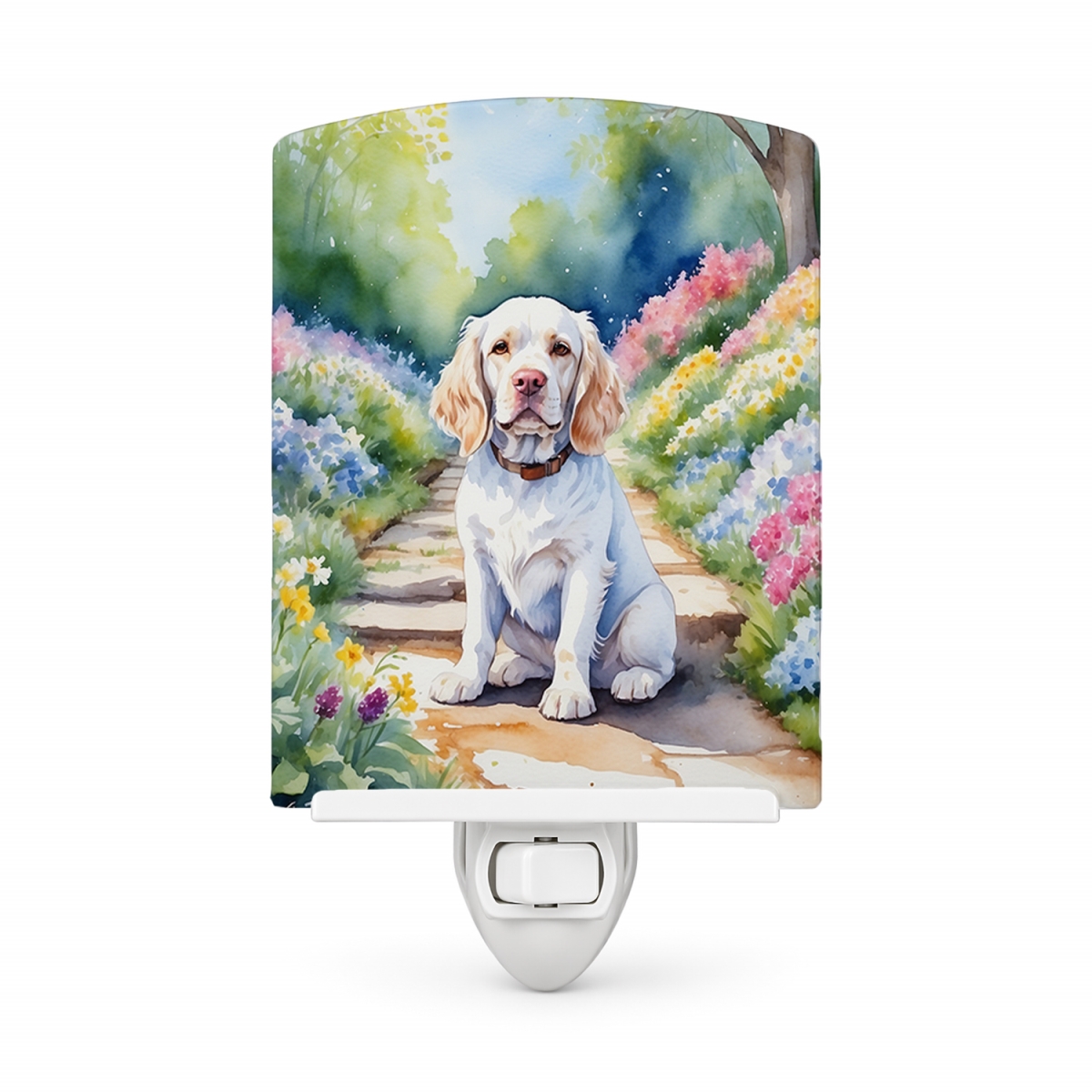 DAC6601CNL 6 x 4 in. Clumber Spaniel Spring Path Ceramic Night Light