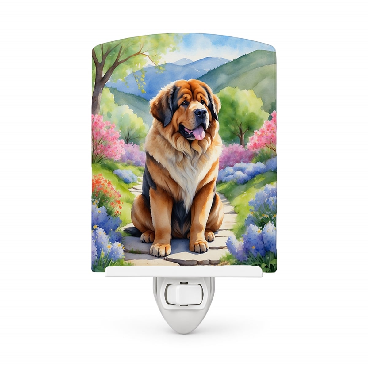 DAC6724CNL 6 x 4 in. Tibetan Mastiff Spring Path Ceramic Night Light