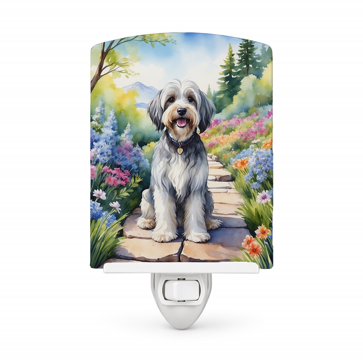 DAC6726CNL 6 x 4 in. Tibetan Terrier Spring Path Ceramic Night Light