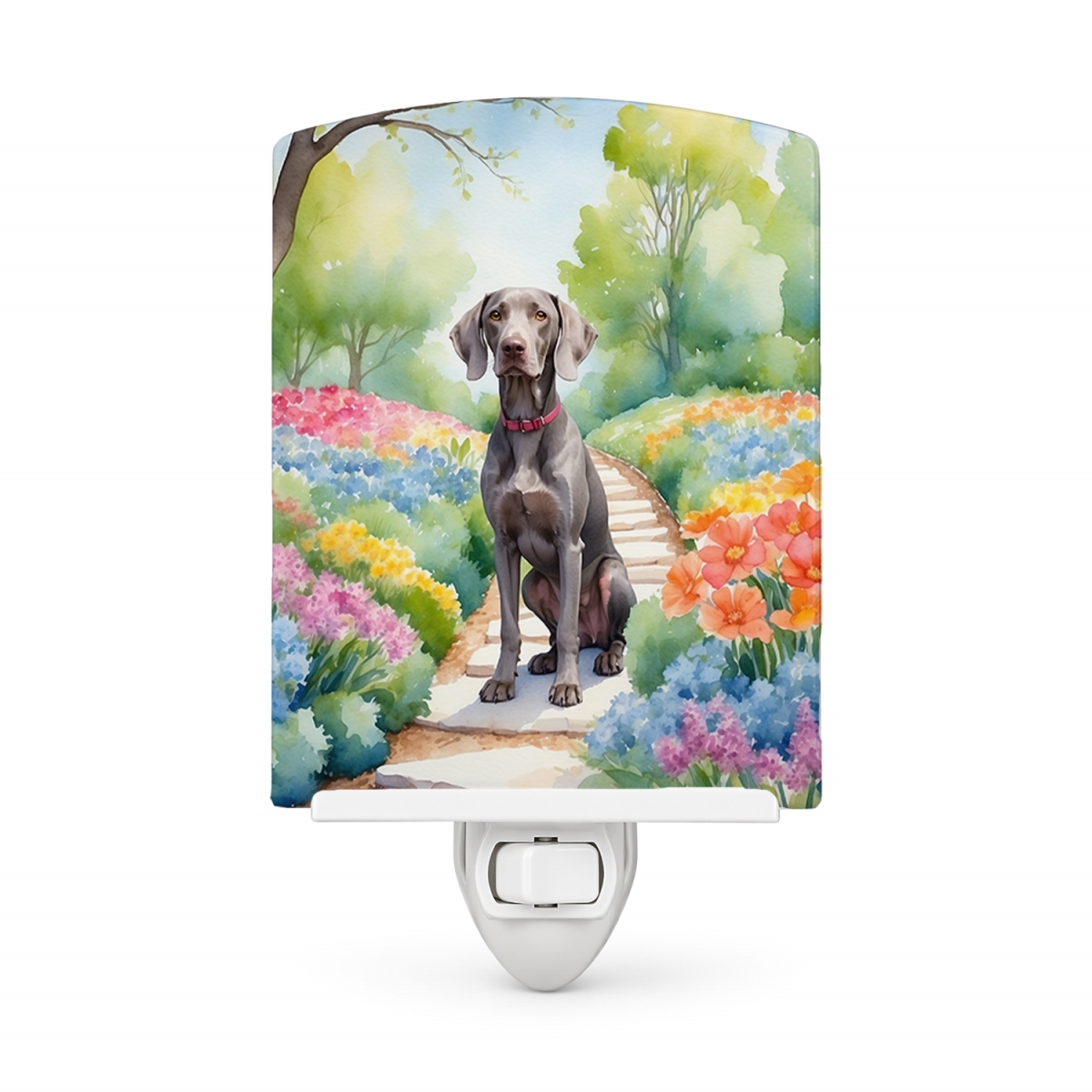 DAC6728CNL 6 x 4 in. Weimaraner Spring Path Ceramic Night Light