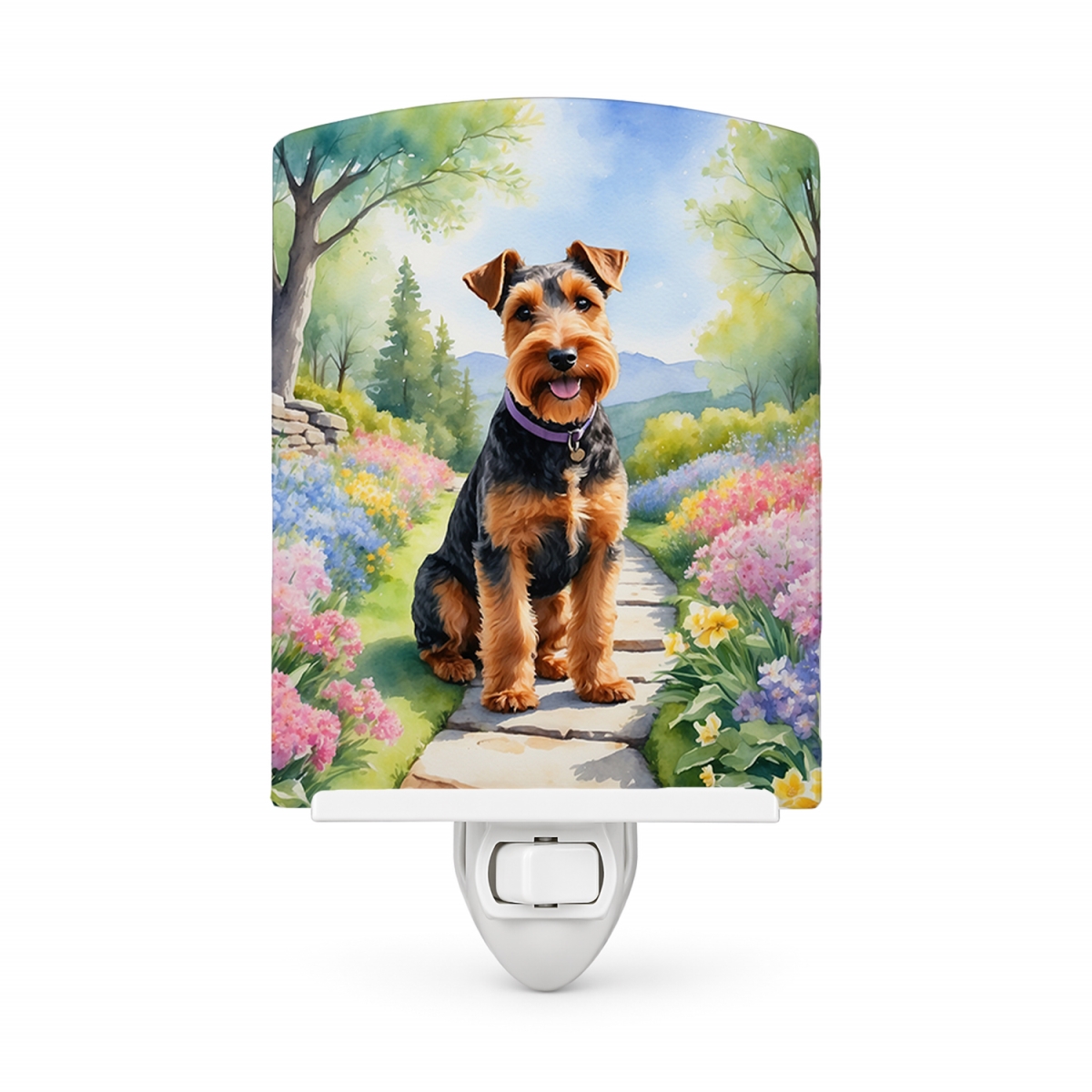 DAC6730CNL 6 x 4 in. Welsh Terrier Spring Path Ceramic Night Light