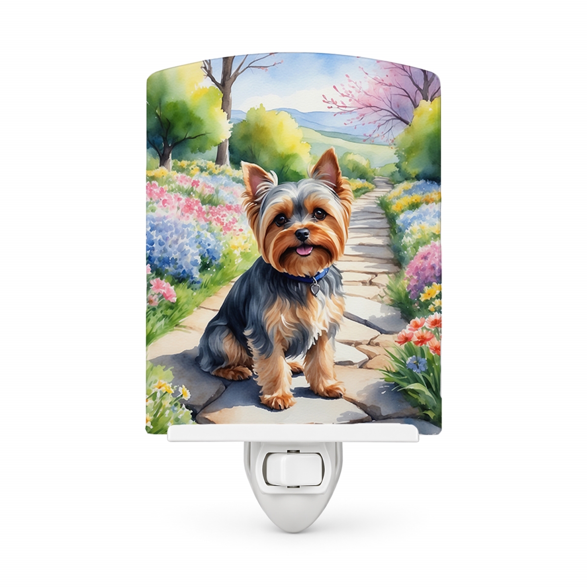 DAC6735CNL 6 x 4 in. Yorkshire Terrier Spring Path Ceramic Night Light