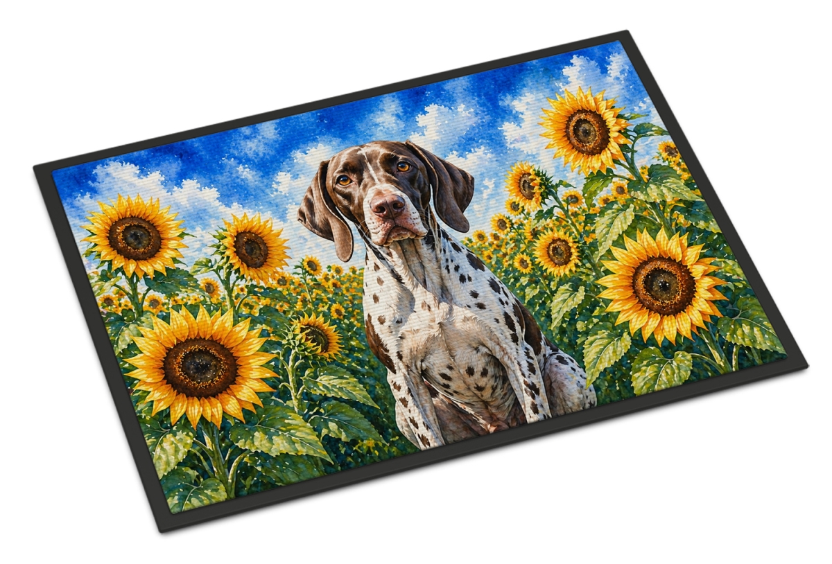 DAC6134MAT 18 x 27 in. Pointer in Sunflowers Doormat