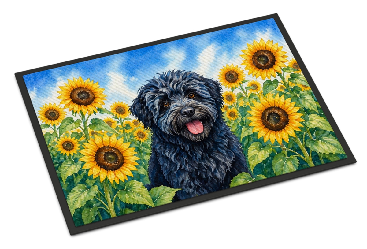 DAC6146MAT 18 x 27 in. Puli in Sunflowers Doormat