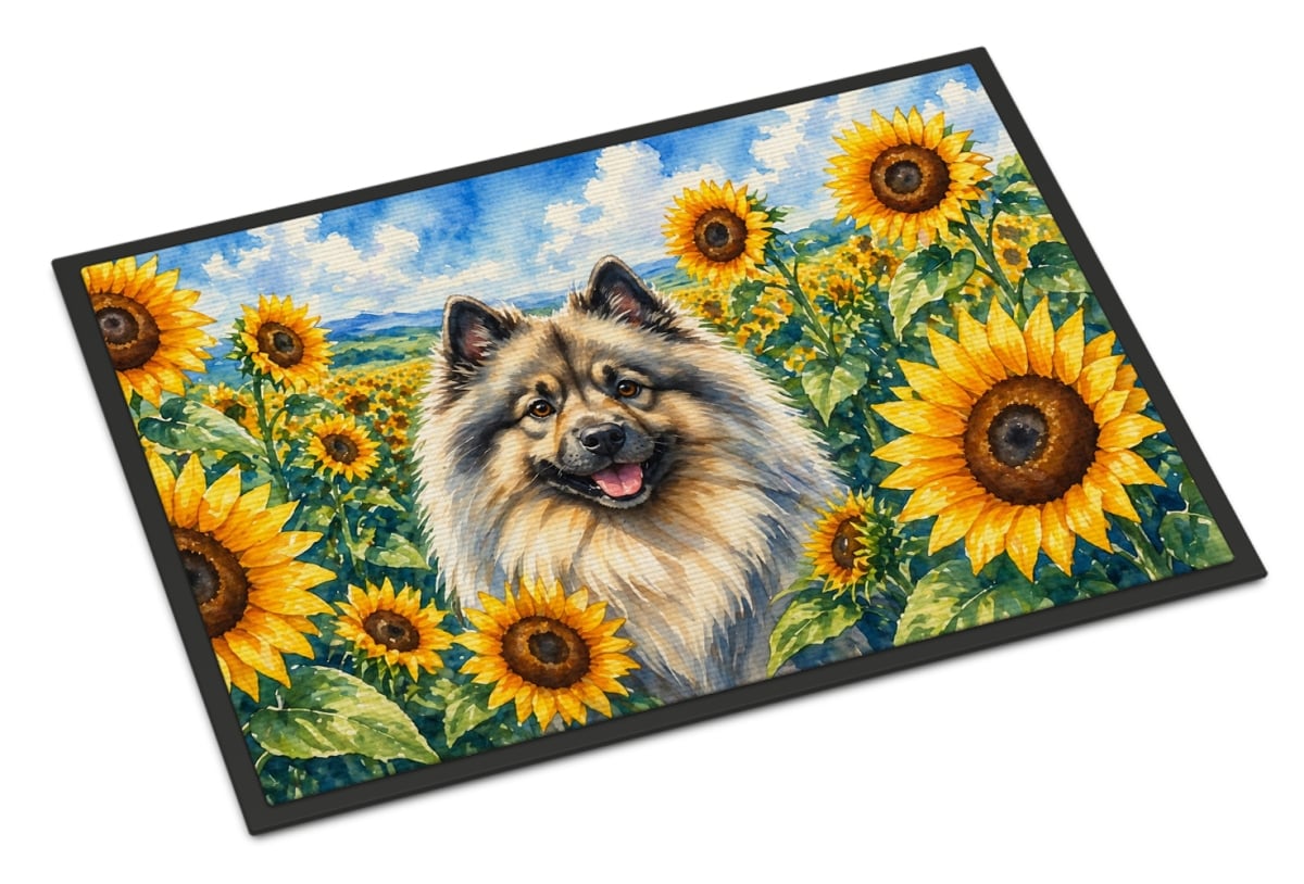 DAC6105JMAT 24 x 36 in. Keeshond in Sunflowers Doormat