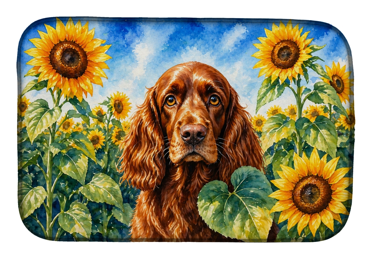 DAC6073DDM 21 x 14 in. English Cocker Spaniel in Sunflowers Dish Drying Mat