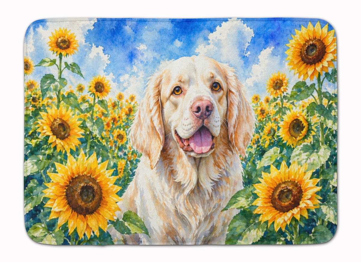 DAC6056RUG 19 x 27 in. Clumber Spaniel in Sunflowers Memory Foam Kitchen Mat