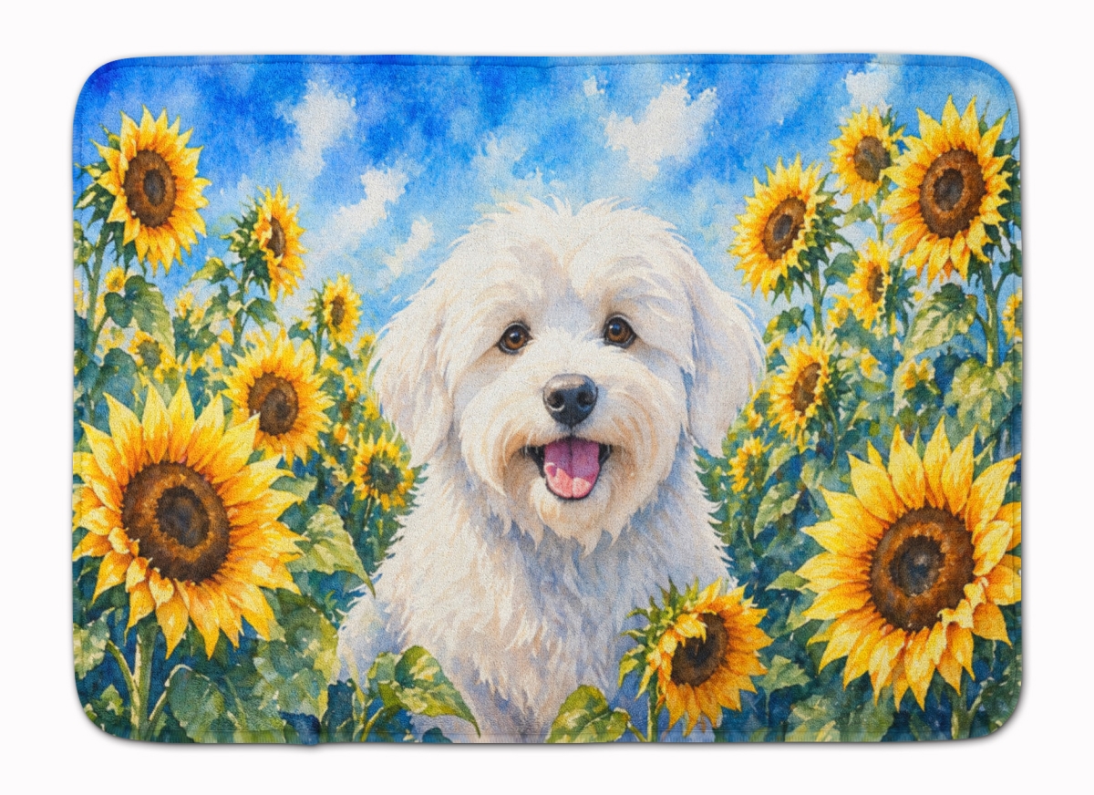 DAC6063RUG 19 x 27 in. Coton De Tulear in Sunflowers Memory Foam Kitchen Mat