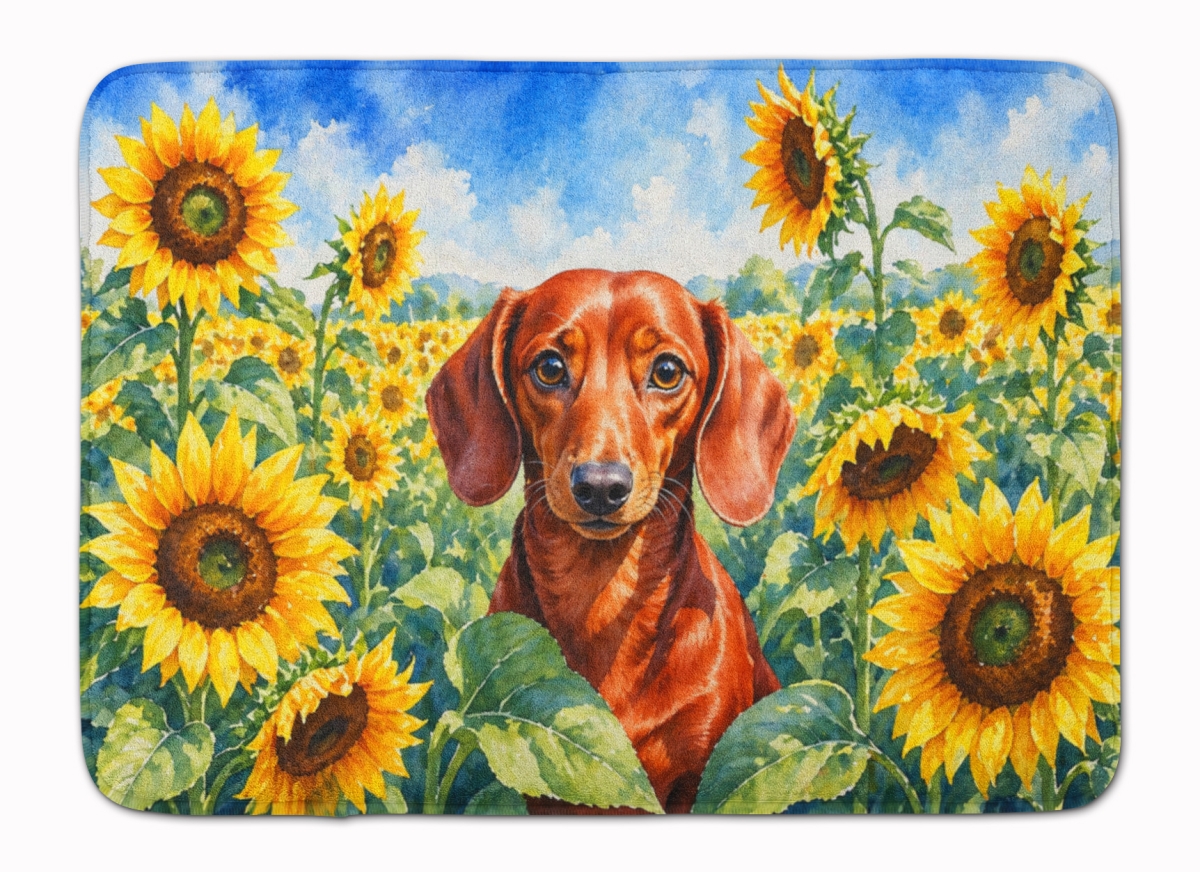 DAC6065RUG 19 x 27 in. Dachshund in Sunflowers Memory Foam Kitchen Mat