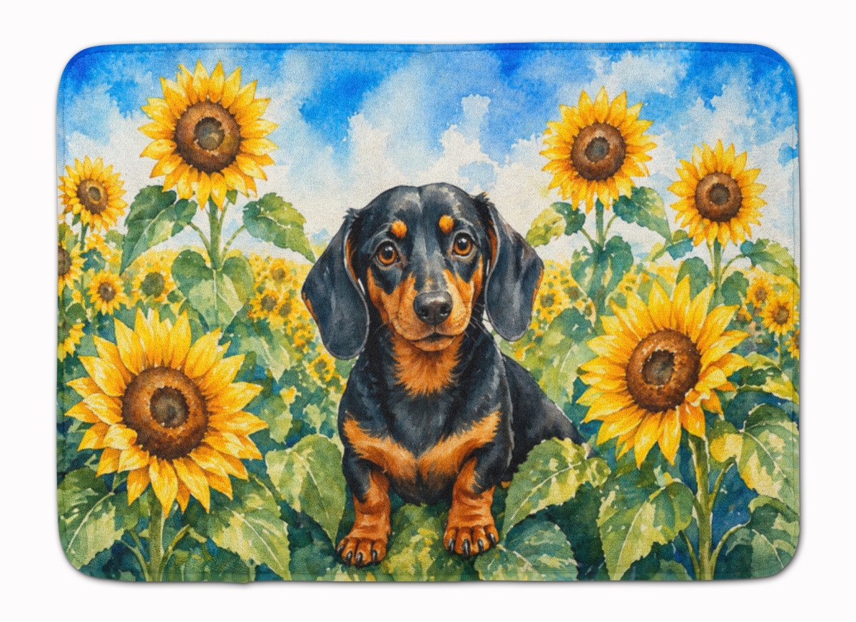 DAC6066RUG 19 x 27 in. Dachshund in Sunflowers Memory Foam Kitchen Mat