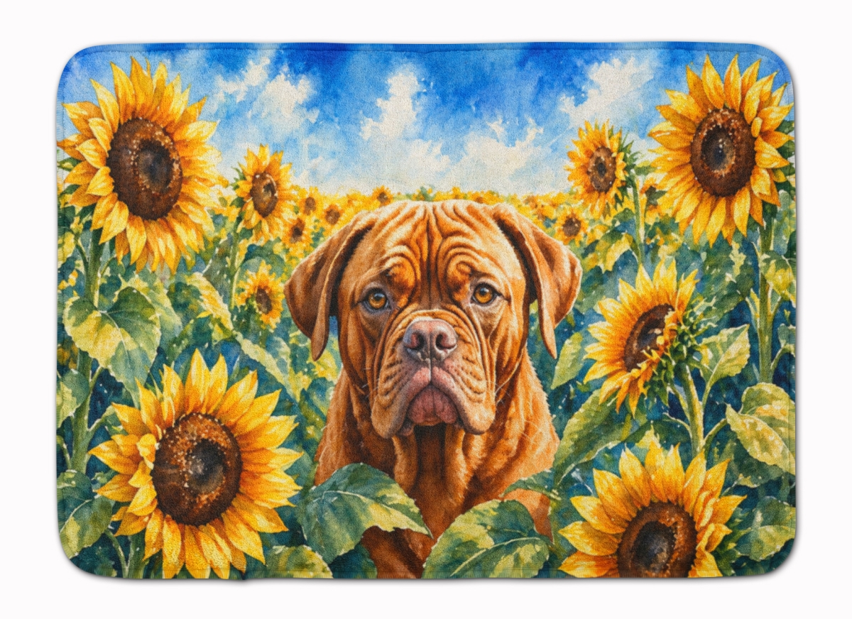 DAC6069RUG 19 x 27 in. Dogue De Bordeaux in Sunflowers Memory Foam Kitchen Mat