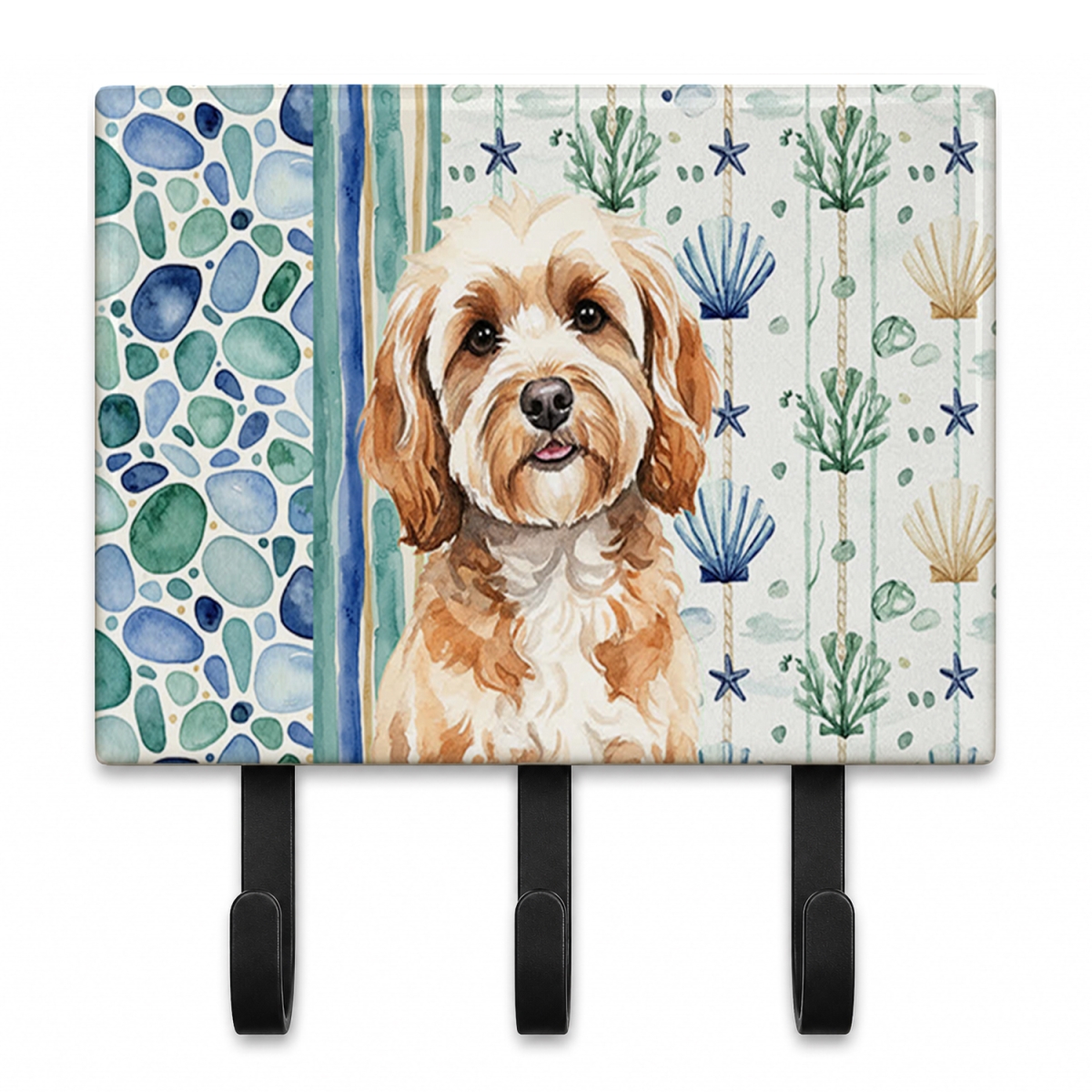 WDK6966TH68 9 x 6 in. Cavapoo Coastal Sea Glass Leash or Key Holder