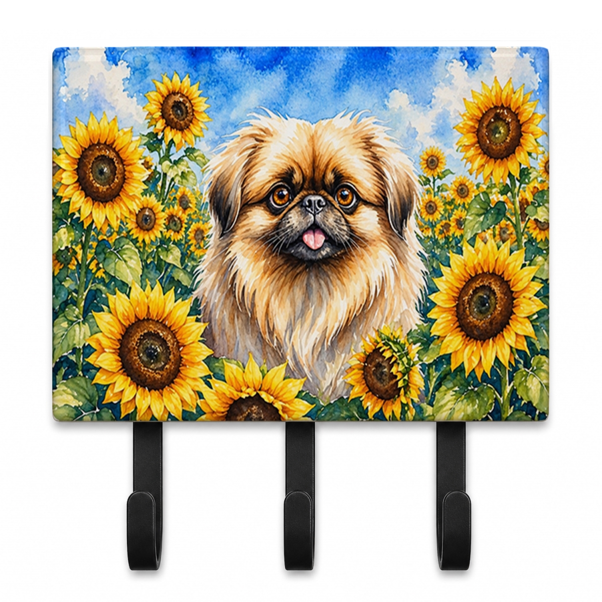 DAC6132TH68 9 x 6 in. Pekingese in Sunflowers Leash or Key Holder