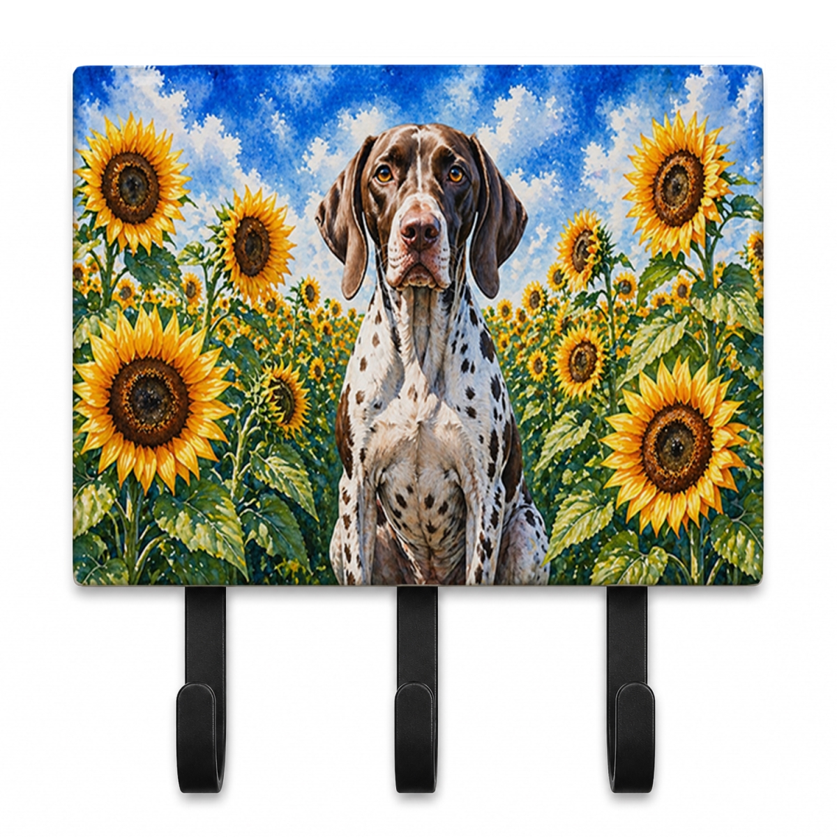 DAC6134TH68 9 x 6 in. Pointer in Sunflowers Leash or Key Holder