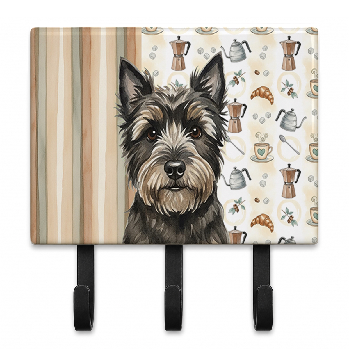 WDK7355TH68 9 x 6 in. Black Cairn Terrier Coffee Bar Leash or Key Holder