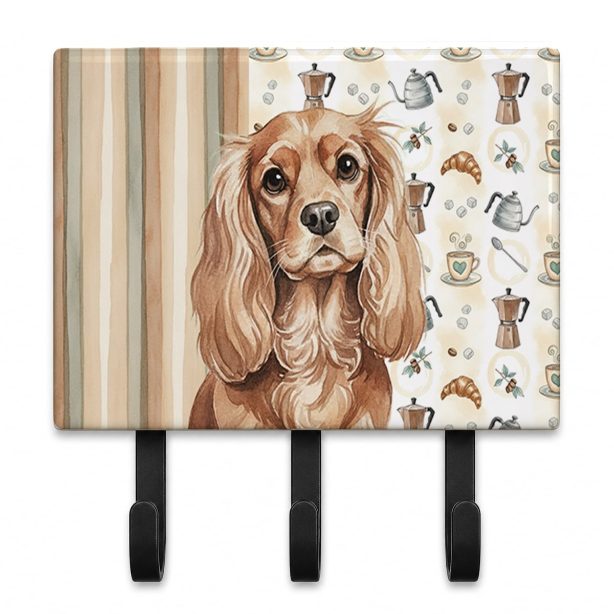 WDK7364TH68 9 x 6 in. Ruby Cavalier Spaniel Coffee Bar Leash or Key Holder