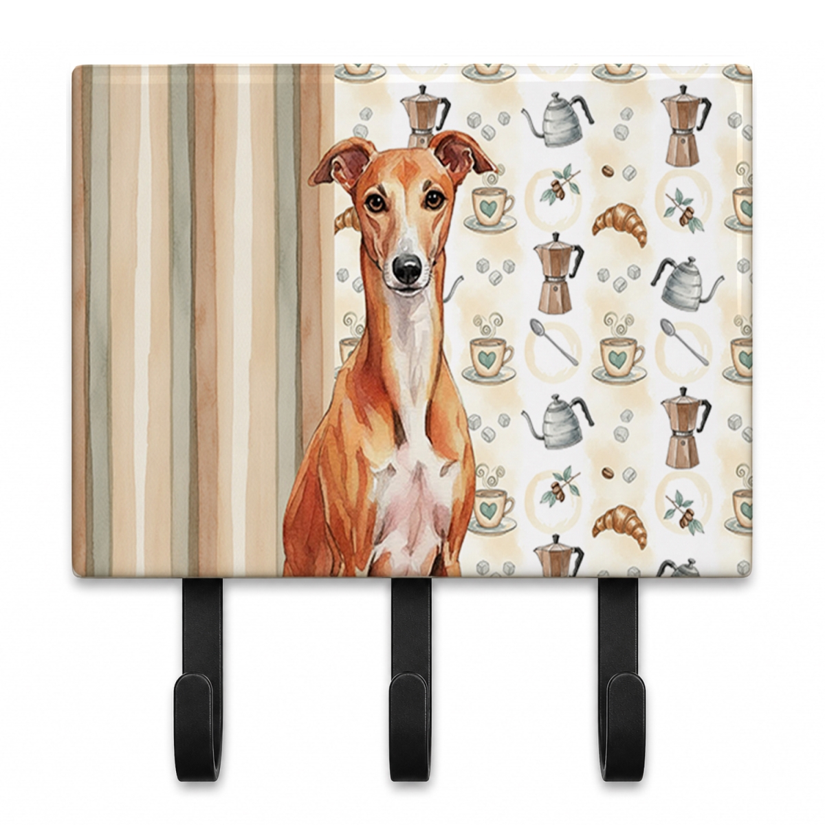 WDK7655TH68 9 x 6 in. Red Whippet Coffee Bar Leash or Key Holder