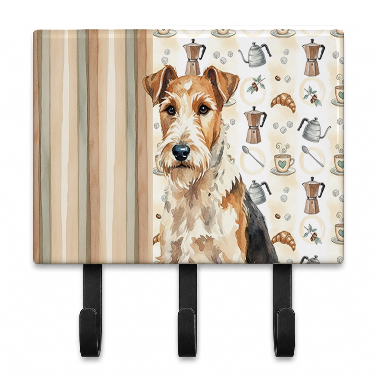 WDK7657TH68 9 x 6 in. Wire Fox Terrier Coffee Bar Leash or Key Holder