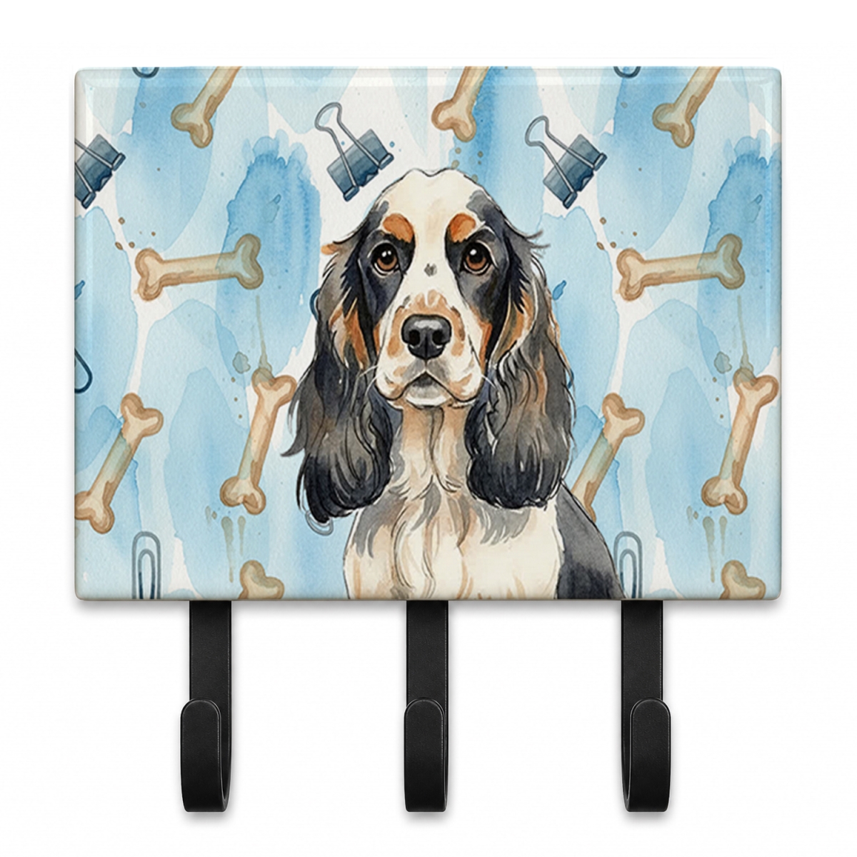 DAC9244TH68 9 x 6 in. Parti Cocker Spaniel Coworker Leash or Key Holder