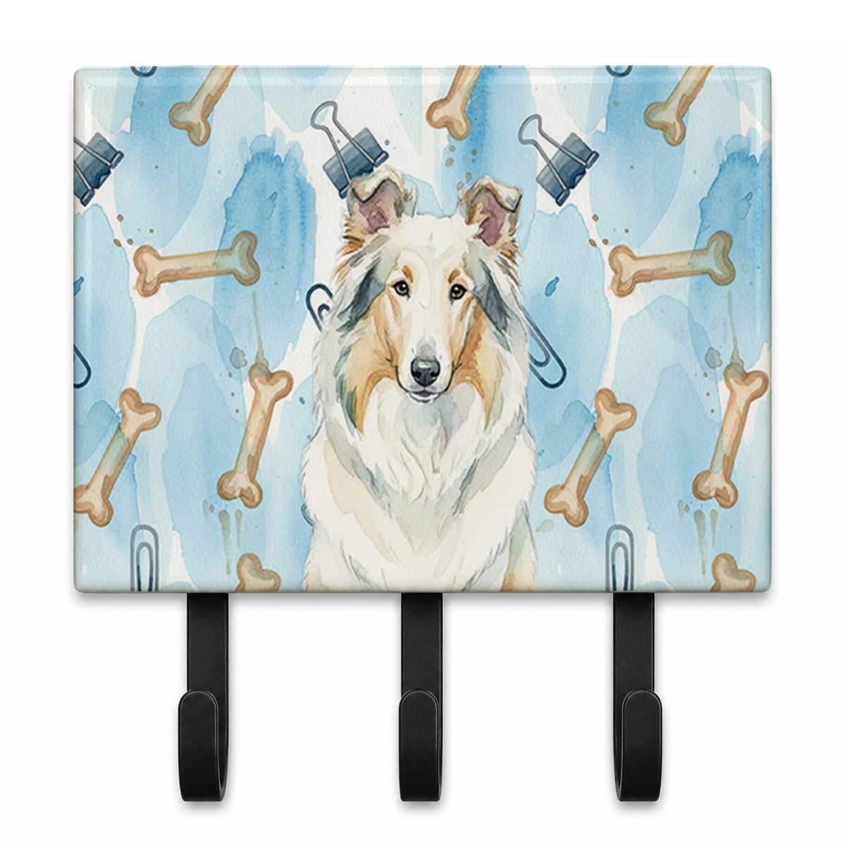 DAC9248TH68 9 x 6 in. White Collie Coworker Leash or Key Holder