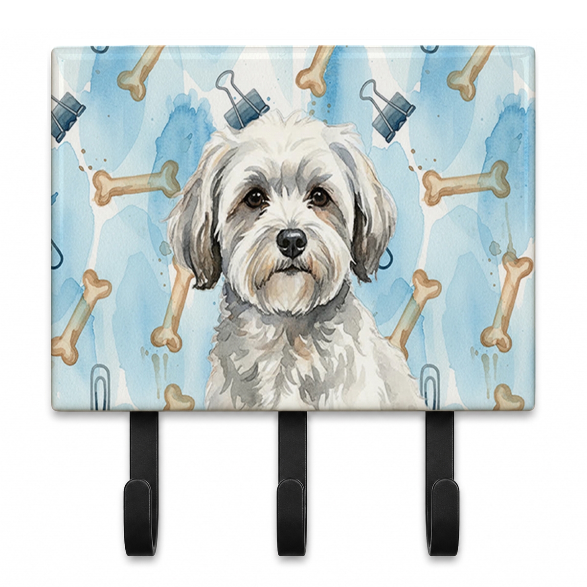 DAC9250TH68 9 x 6 in. White with Gray Coton De Tulear Coworker Leash or Key Holder