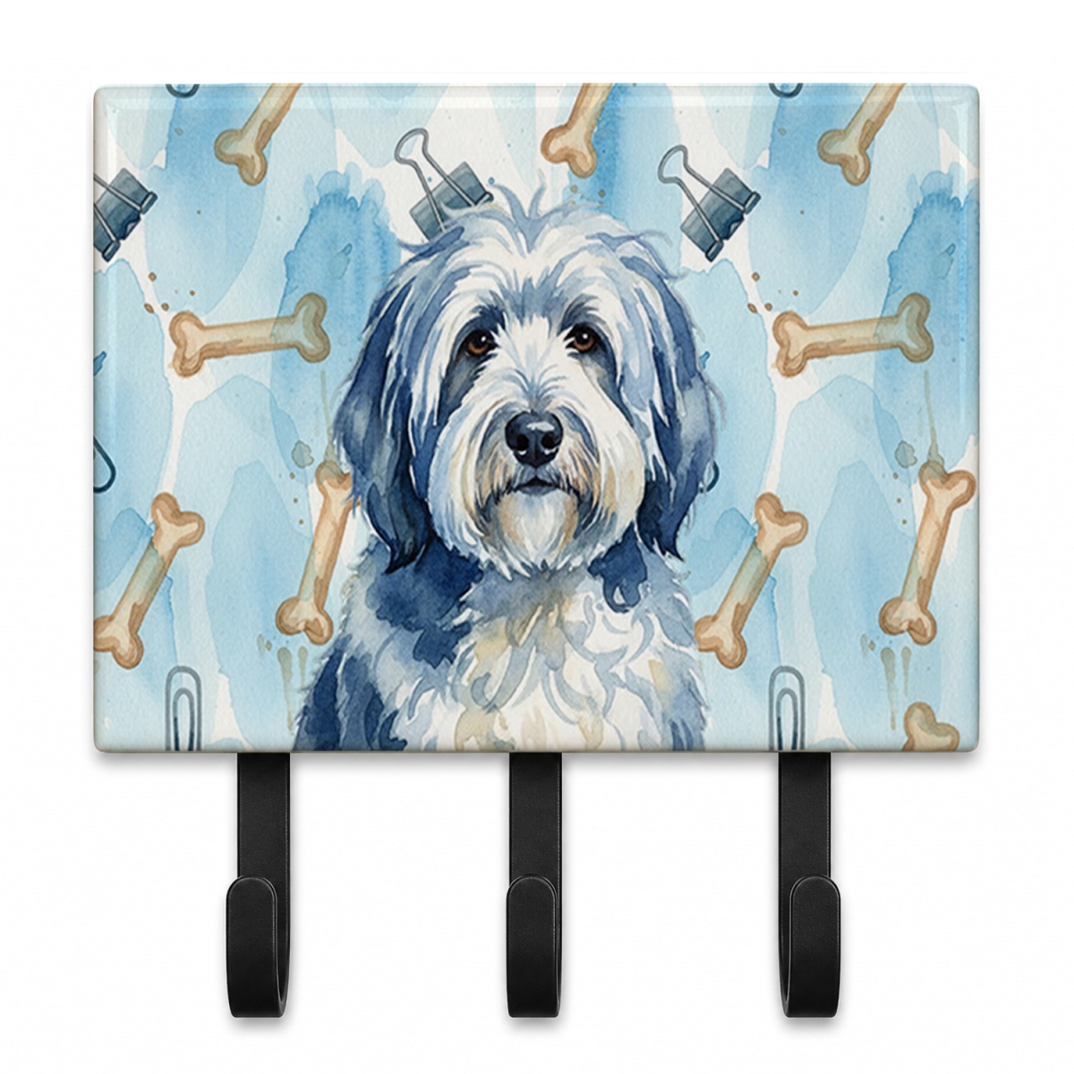 DAC9397TH68 9 x 6 in. Blue & White Old English Sheepdog Coworker Leash or Key Holder
