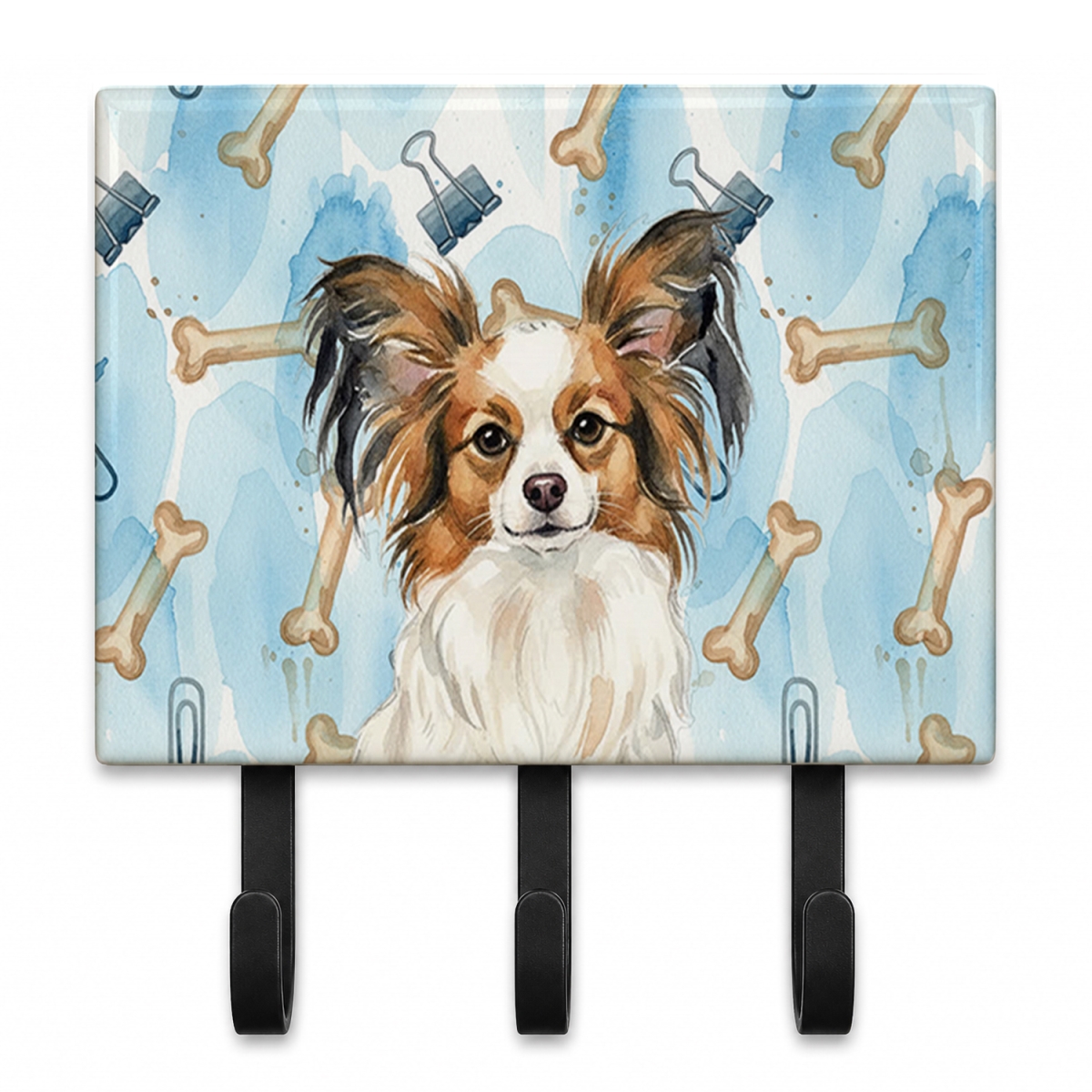 DAC9406TH68 9 x 6 in. White with Sable Papillon Coworker Leash or Key Holder