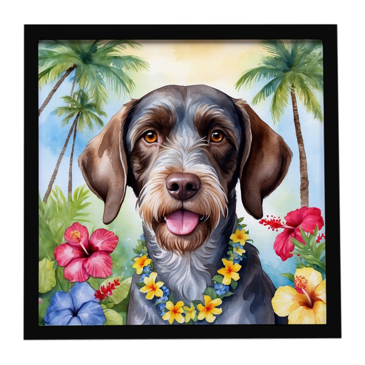 DAC6440MFP88 8 x 8 in. German Wirehaired Pointer Luau Framed Metal Print