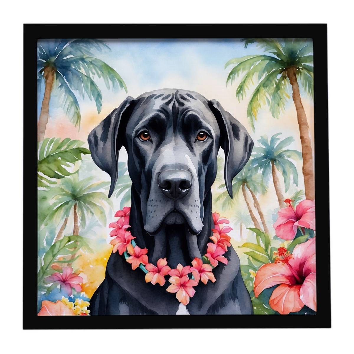 DAC6445MFP88 8 x 8 in. Great Dane Luau Framed Metal Print
