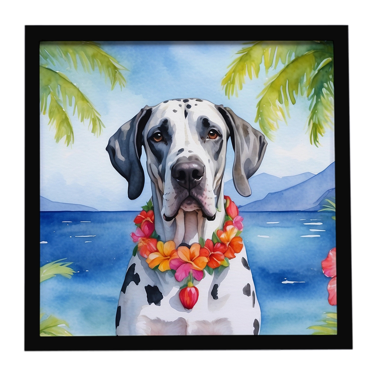 DAC6446MFP88 8 x 8 in. Great Dane Luau Framed Metal Print