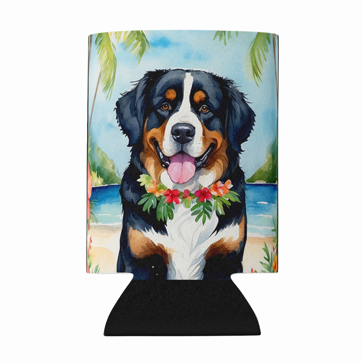 DAC6371CC 5 x 3 in. Bernese Mountain Dog Luau Can or Bottle Hugger