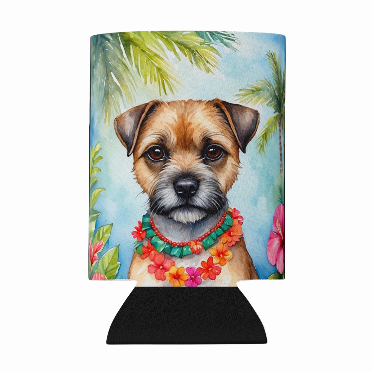 DAC6378CC 5 x 3 in. Border Terrier Luau Can or Bottle Hugger