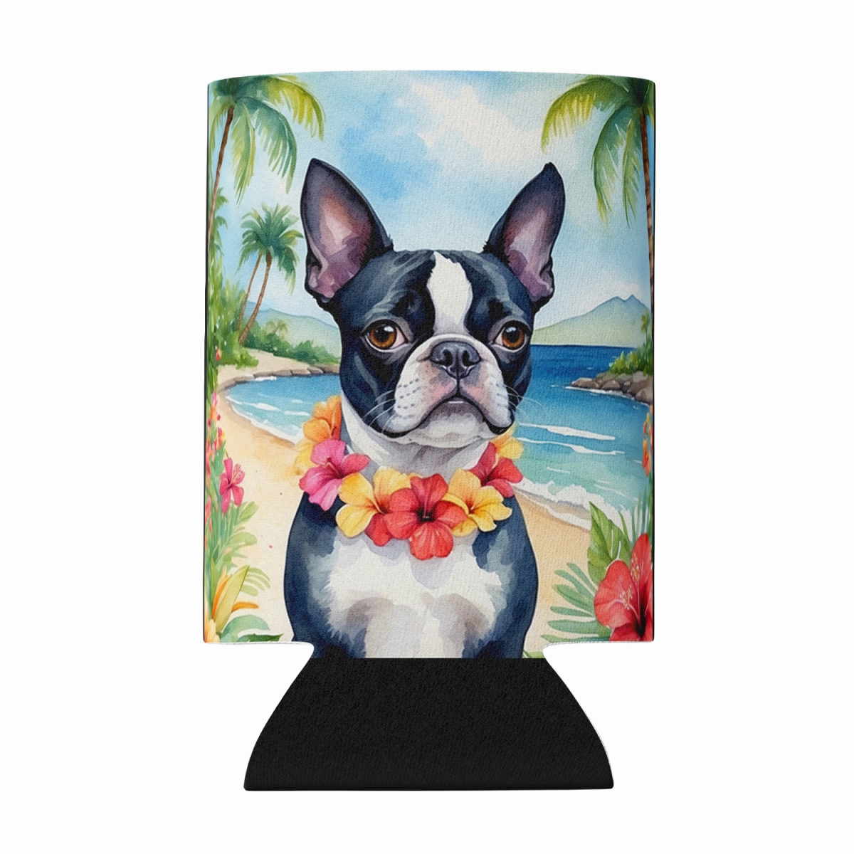 DAC6381CC 5 x 3 in. Boston Terrier Luau Can or Bottle Hugger