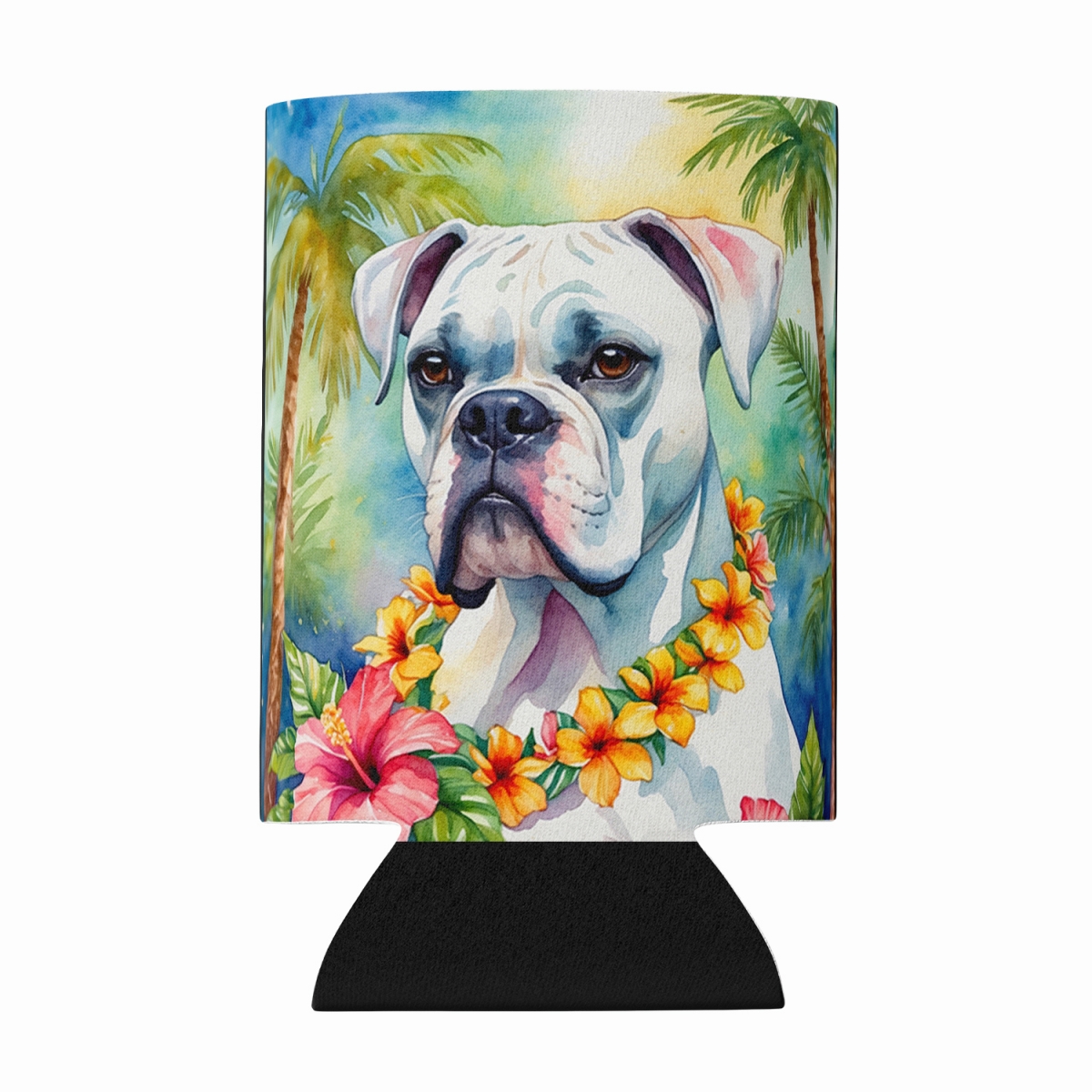 DAC6386CC 5 x 3 in. White Boxer Luau Can or Bottle Hugger