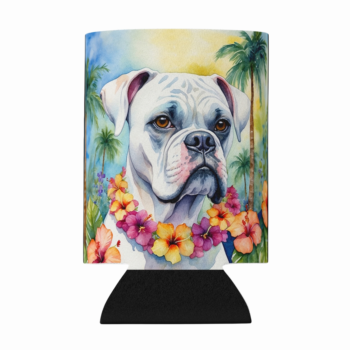DAC6387CC 5 x 3 in. White Boxer Luau Can or Bottle Hugger